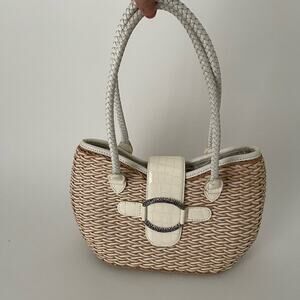 Vintage 80s 90s Brighton Rattan Basket Weave Purse Handbag